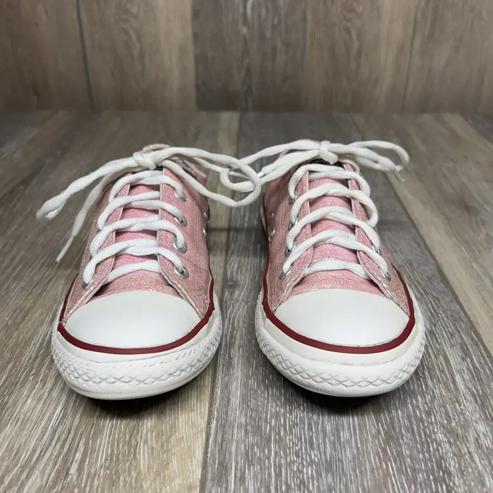 Converse Junior Youth US Size 2 Chuck Taylor All Star Low Pink Glitter Shoes